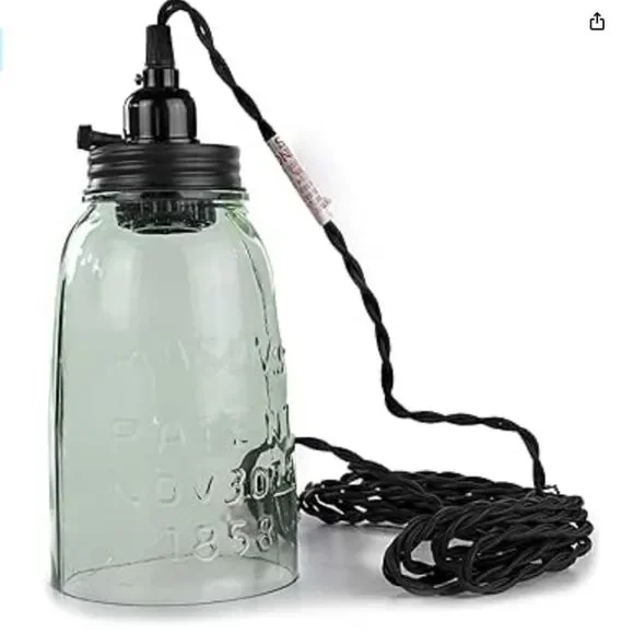NEW Half Gallon Open Bottom Glass Mason Jar Pendant Lamp Country Light Steampunk - Picture 3 of 3